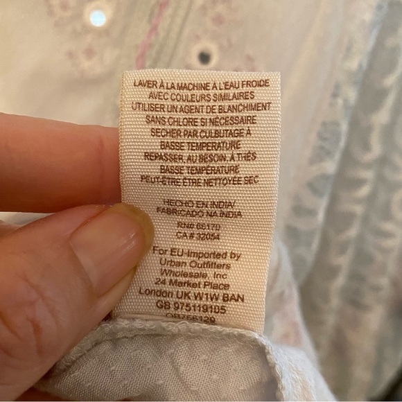 FREE PEOPLE Women Light Blue Boogie All Night Lace Balloon Sleeves Boho Top-S - Picture 9 of 9